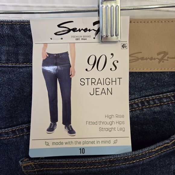 Seven7 90's Straight Jean Women’s 10 Devine (Med Wash) High Waist NWT - Picture 3 of 12